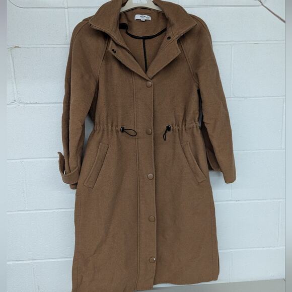 RTR Jason Wu Collective Drawstring Wool Coat xs (0-2) Peacoat slits Brown Tan - Picture 1 of 9